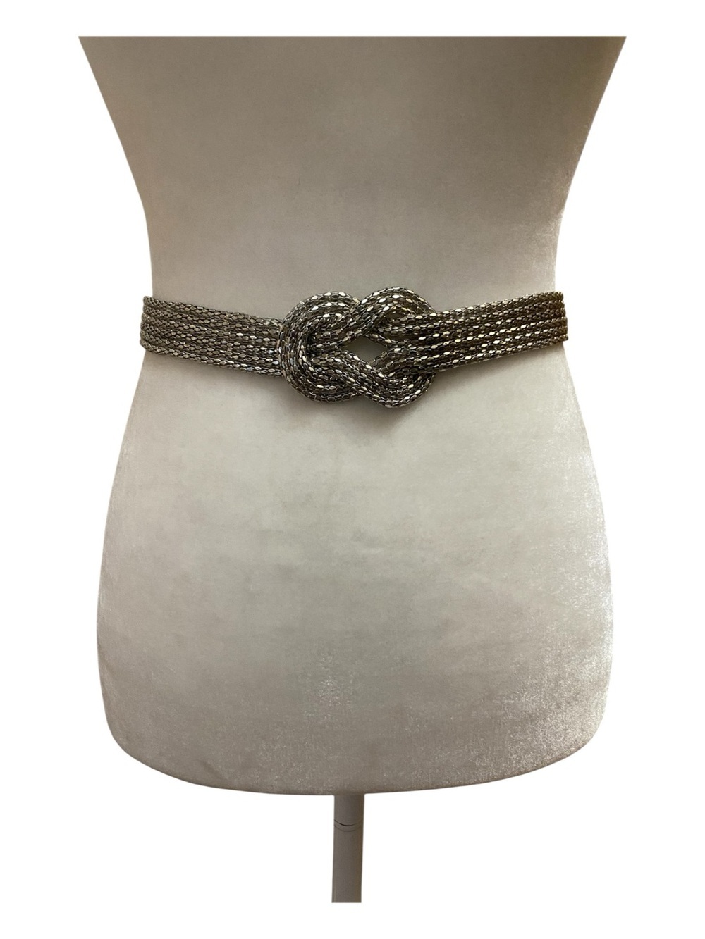 Womens Unmarked Silver Knitted Metallic Fashion Statement Belt Size S/M Evening